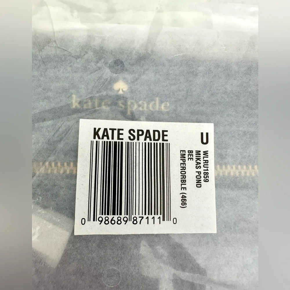 New! Kate Spade leather Wristlet Mikas Pond Bee Emperor Blue
